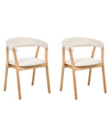 Set of 2 Dining Chairs MYLO Fabric Light Brown/ Off-White