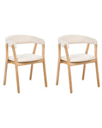 Set of 2 Dining Chairs MYLO Fabric Light Brown/ Off-White