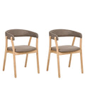 Set of 2 Dining Chairs MYLO Fabric Light Brown/ Brown