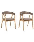 Set of 2 Dining Chairs MYLO Fabric Light Brown/ Brown