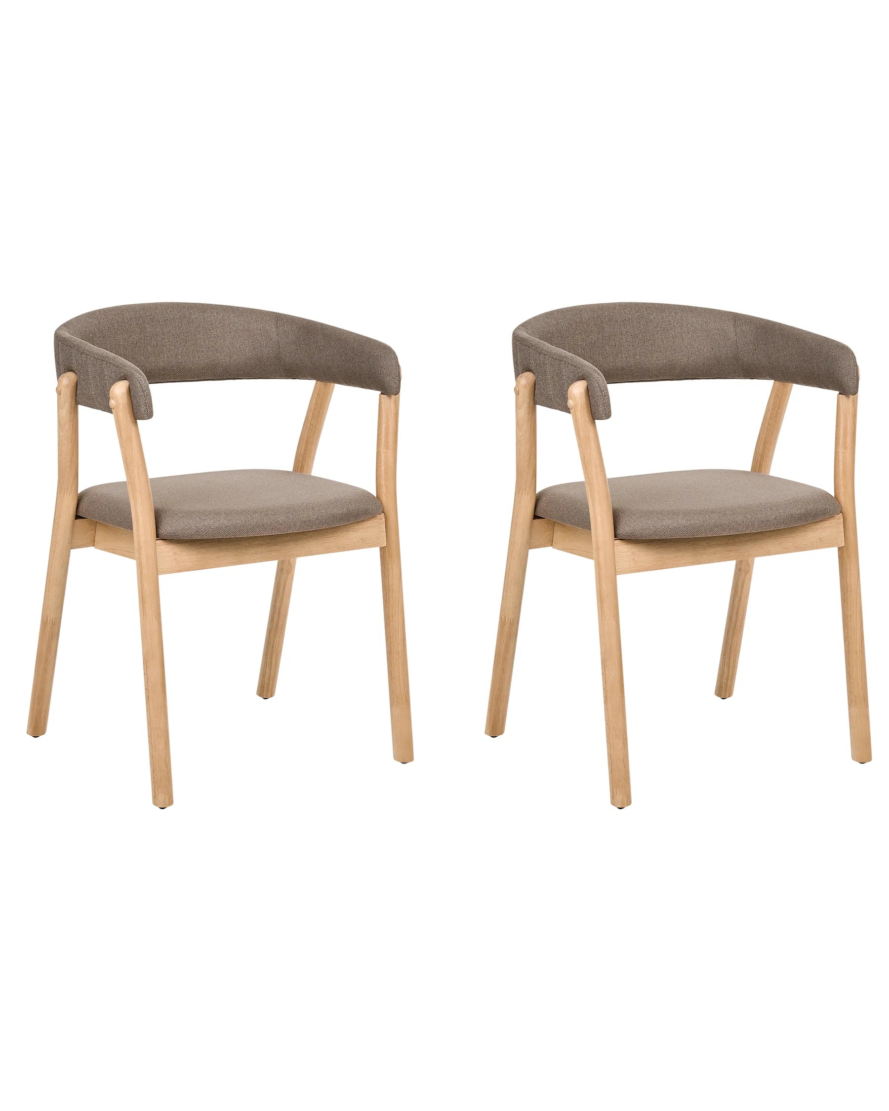 Set of 2 Dining Chairs MYLO Fabric Light Brown/ Brown