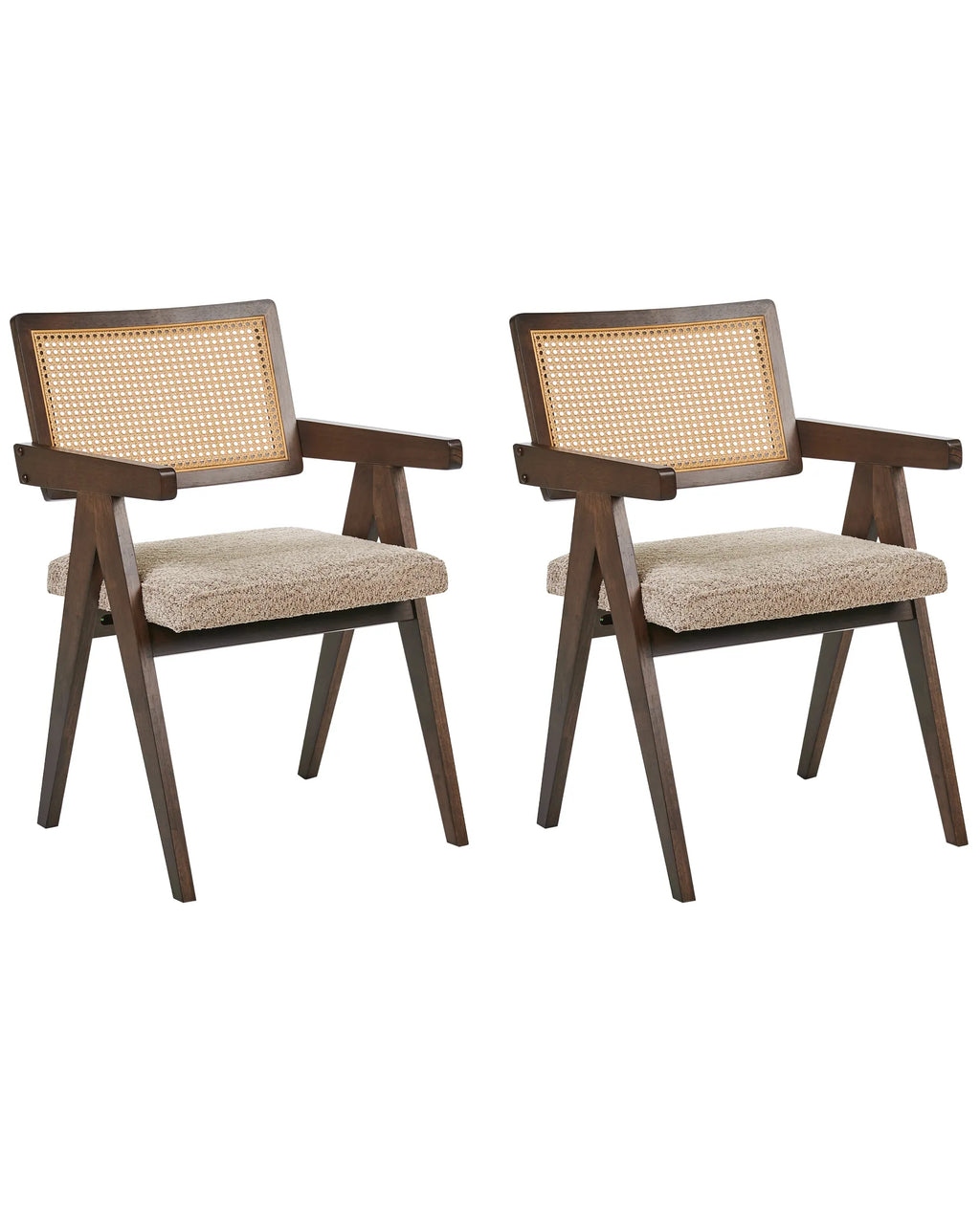 Set of 2 Dining Chairs AVA Wood Brown/ Taupe
