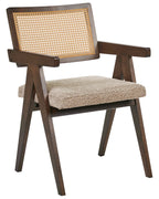 Set of 2 Dining Chairs AVA Wood Brown/ Taupe