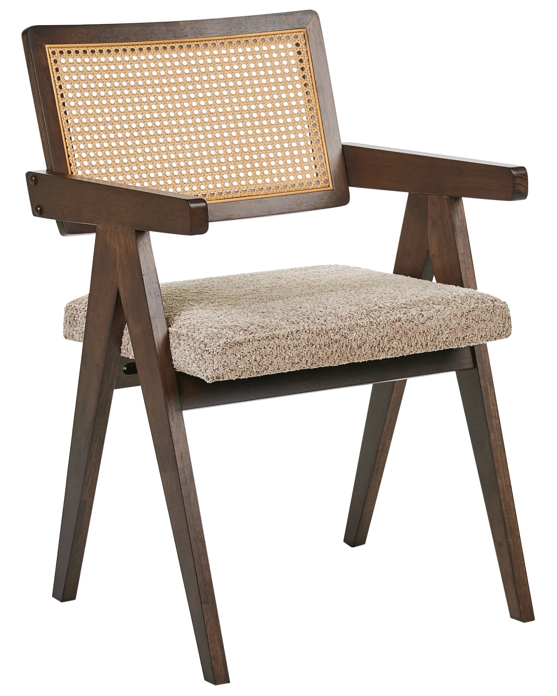Set of 2 Dining Chairs AVA Wood Brown/ Taupe