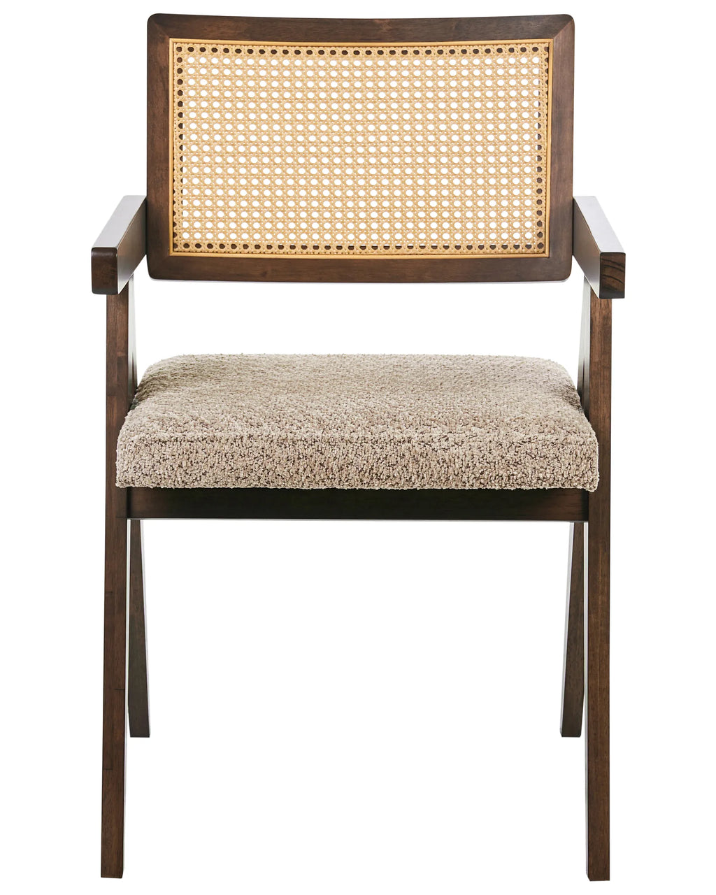 Set of 2 Dining Chairs AVA Wood Brown/ Taupe