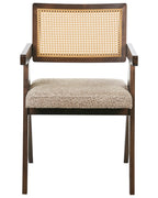 Set of 2 Dining Chairs AVA Wood Brown/ Taupe