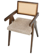 Set of 2 Dining Chairs AVA Wood Brown/ Taupe