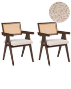 Set of 2 Dining Chairs AVA Wood Dark Brown/ Light Beige