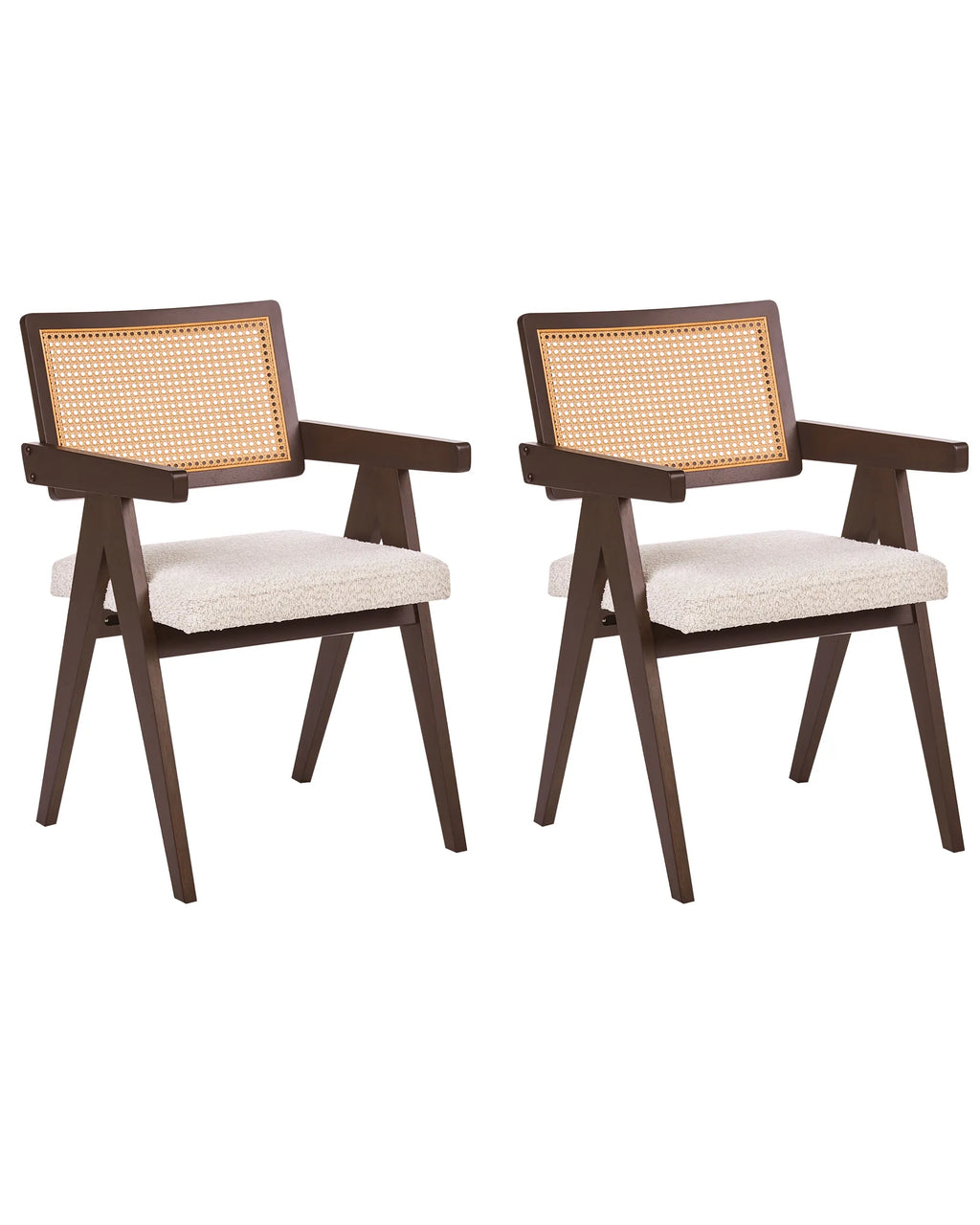 Set of 2 Dining Chairs AVA Wood Dark Brown/ Light Beige