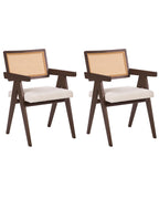 Set of 2 Dining Chairs AVA Wood Dark Brown/ Light Beige