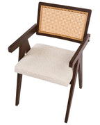 Set of 2 Dining Chairs AVA Wood Dark Brown/ Light Beige