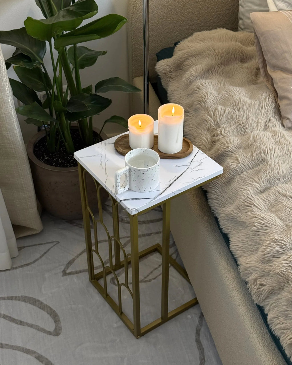 Side Table PANDALE White Marble
