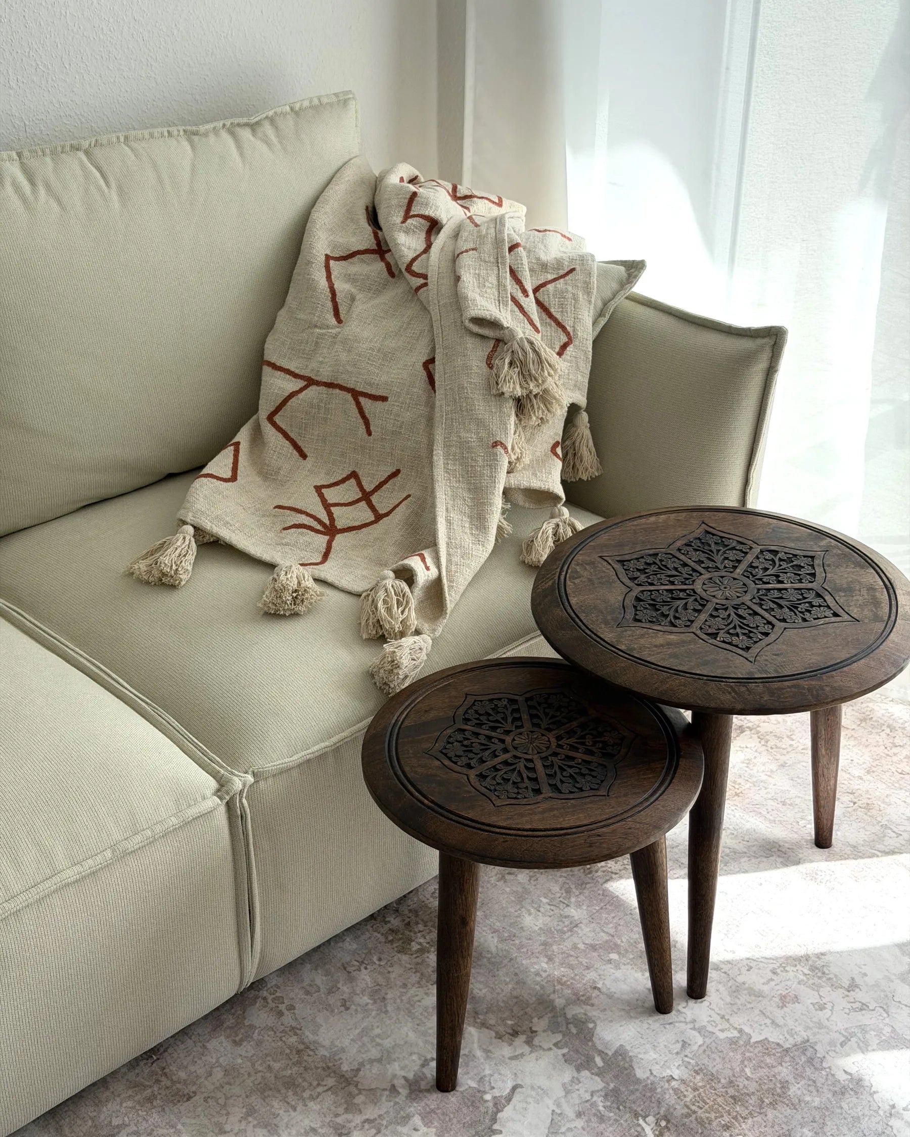 Set of 2 Side Tables TURUA Mango Wood Brown