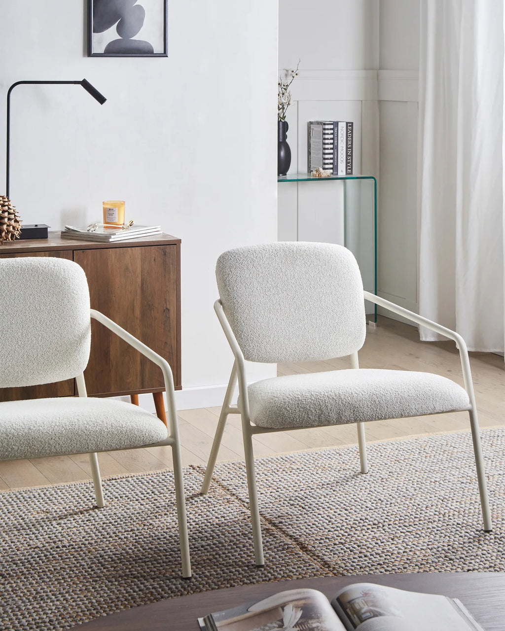 Set of 2 Armchairs LOA Fabric Off-White