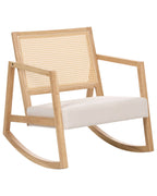Rocking Chair LEIDY Wood Light Brown/ Light Beige