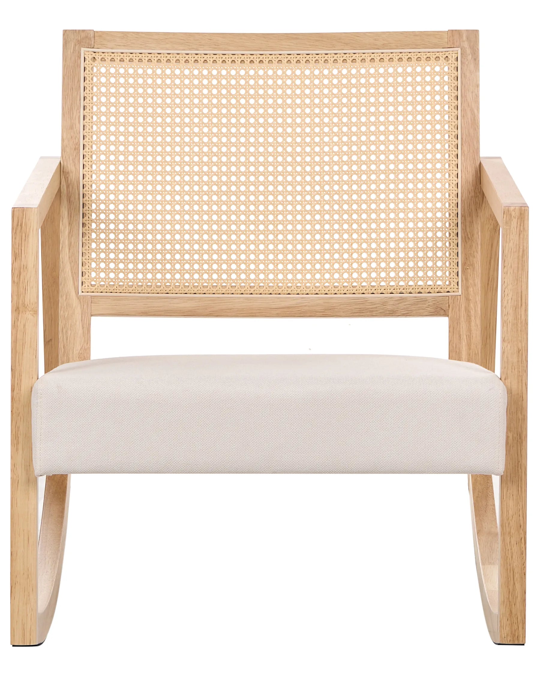 Rocking Chair LEIDY Wood Light Brown/ Light Beige