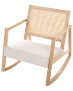 Rocking Chair LEIDY Wood Light Brown/ Light Beige