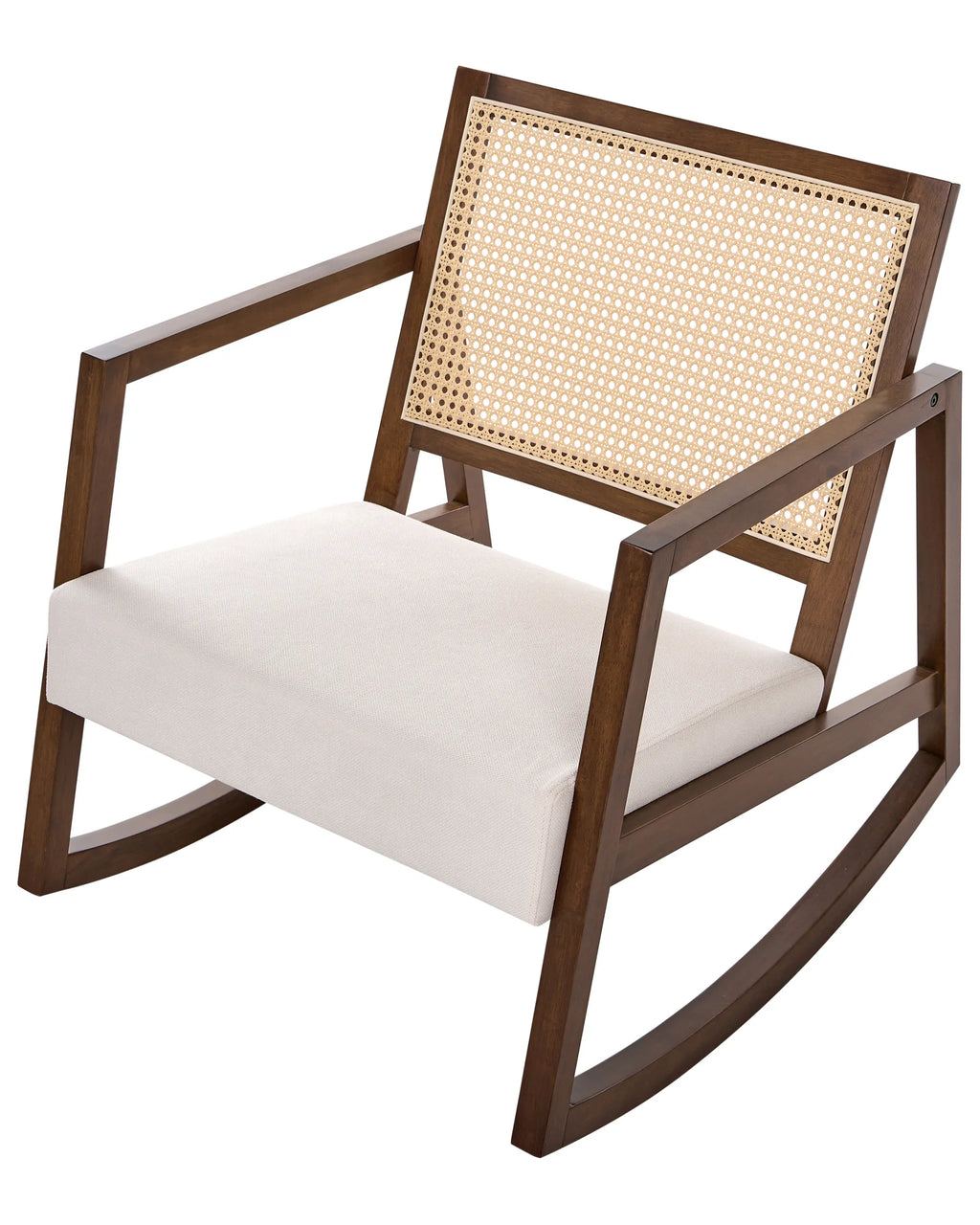 Rocking Chair LEIDY Wood Brown/ Light Beige
