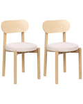 Set of 2 Dining Chairs PAULINA Wood Light Brown/ Light Beige