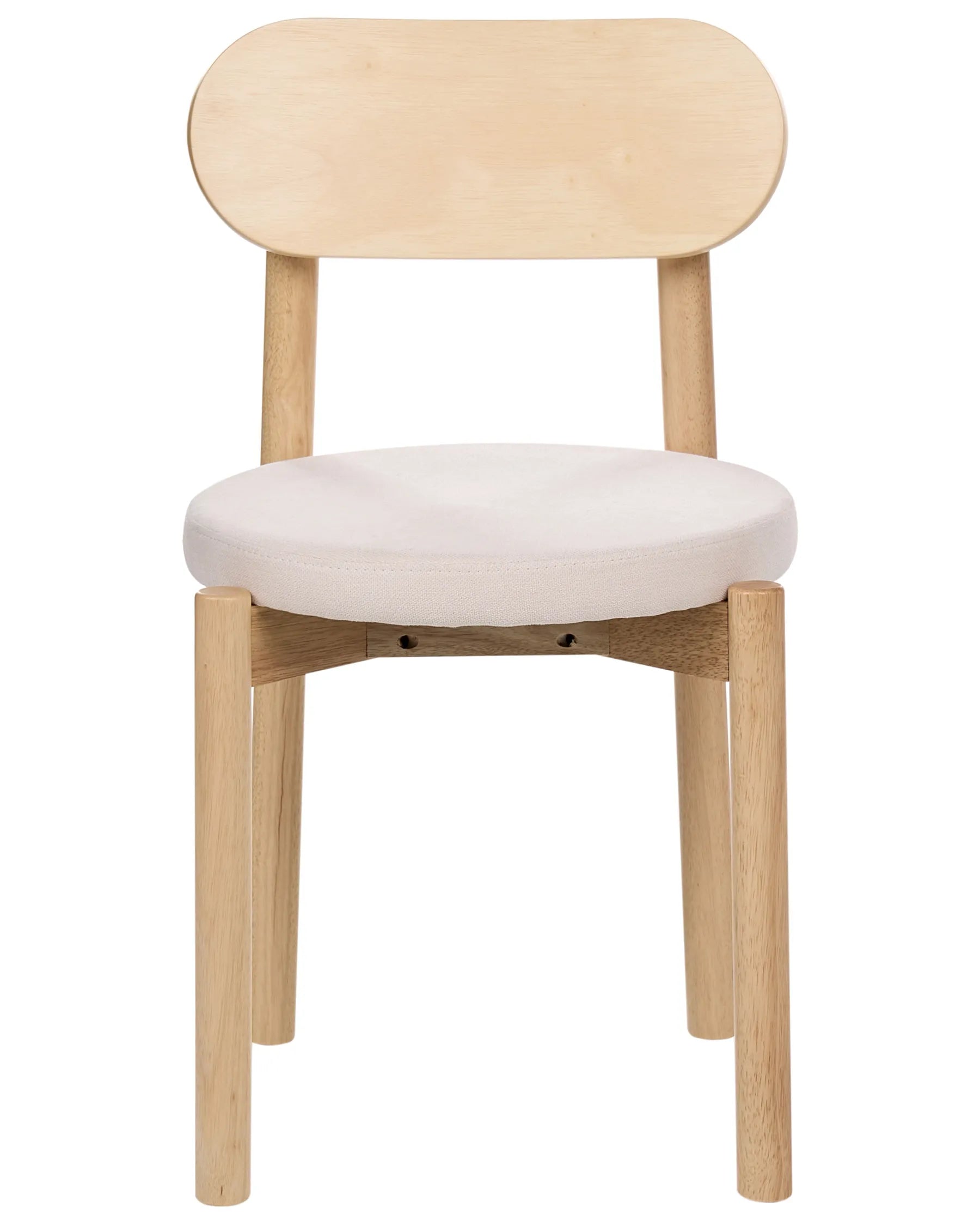 Set of 2 Dining Chairs PAULINA Wood Light Brown/ Light Beige