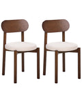 Set of 2 Dining Chairs PAULINA Wood Brown/ Light Beige