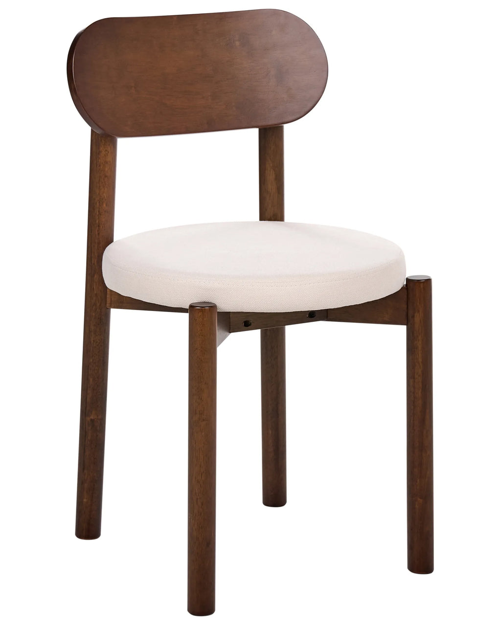Set of 2 Dining Chairs PAULINA Wood Brown/ Light Beige