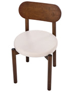 Set of 2 Dining Chairs PAULINA Wood Brown/ Light Beige