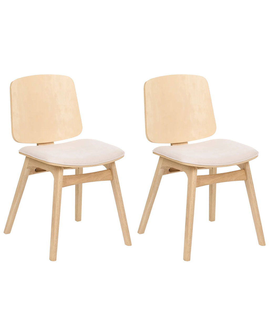 Set of 2 Dining Chairs CHARLESTON Wood Light Brown/ Light Beige