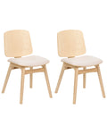 Set of 2 Dining Chairs CHARLESTON Wood Light Brown/ Light Beige