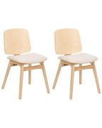 Set of 2 Dining Chairs CHARLESTON Wood Light Brown/ Light Beige