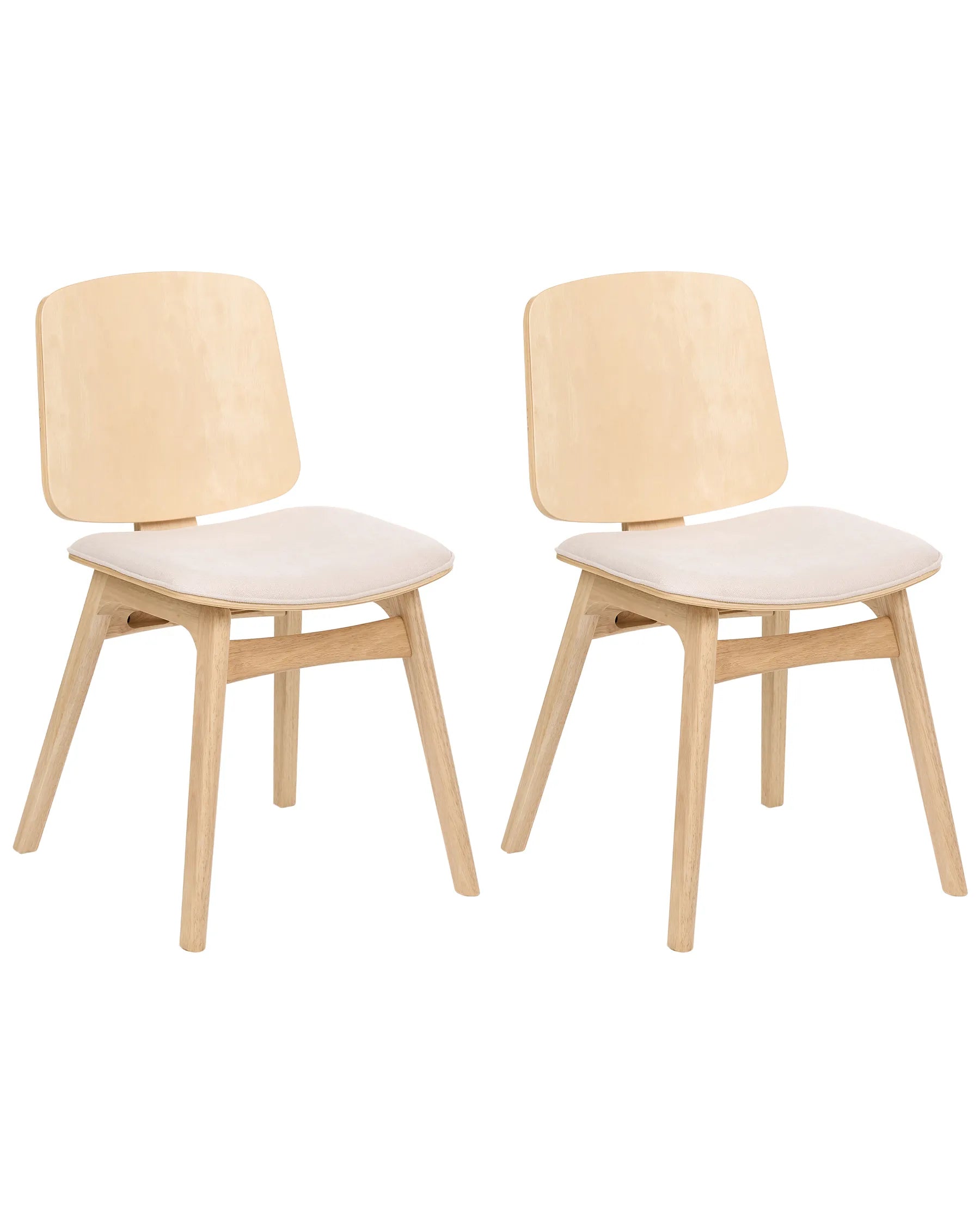 Set of 2 Dining Chairs CHARLESTON Wood Light Brown/ Light Beige