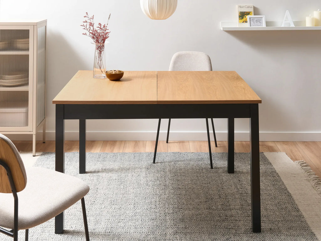 Extending Dining Table HOUSTON Light Brown/ Black 120/150 cm 90 cm Pine Wood