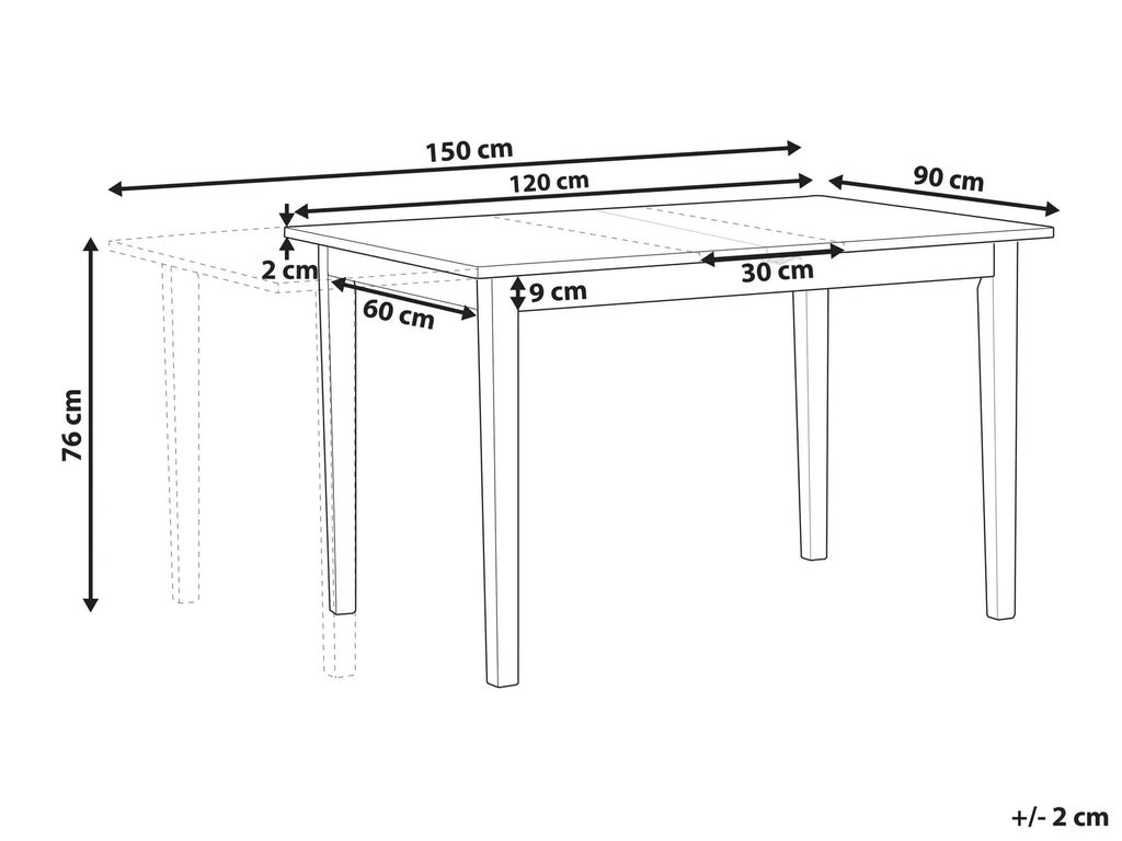 Extending Dining Table HOUSTON Light Brown/ White 120/150 cm 90 cm Pine Wood