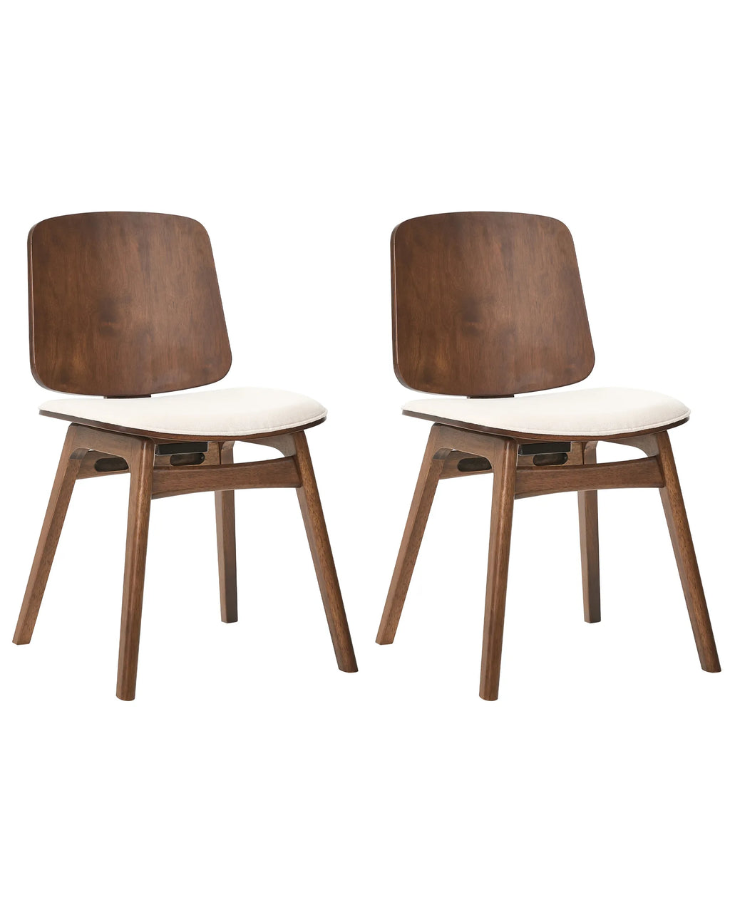 Set of 2 Dining Chairs CHARLESTON Wood Brown/ Light Beige