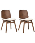 Set of 2 Dining Chairs CHARLESTON Wood Brown/ Light Beige