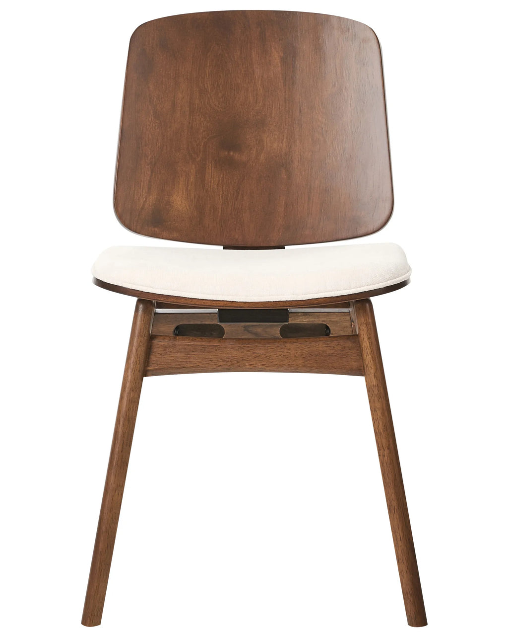 Set of 2 Dining Chairs CHARLESTON Wood Brown/ Light Beige