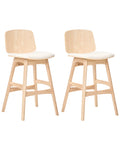 Set of 2 Bar Chairs CHARLESTON Wood Light Brown/ Light Beige
