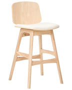 Set of 2 Bar Chairs CHARLESTON Wood Light Brown/ Light Beige