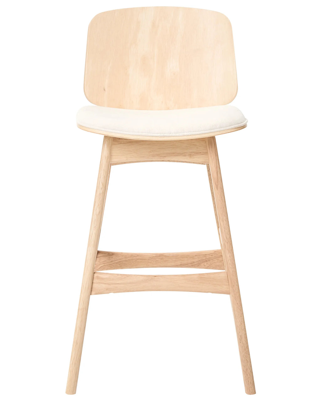 Set of 2 Bar Chairs CHARLESTON Wood Light Brown/ Light Beige