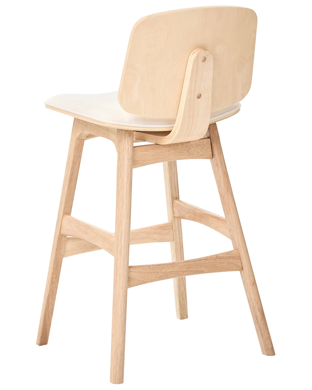 Set of 2 Bar Chairs CHARLESTON Wood Light Brown/ Light Beige