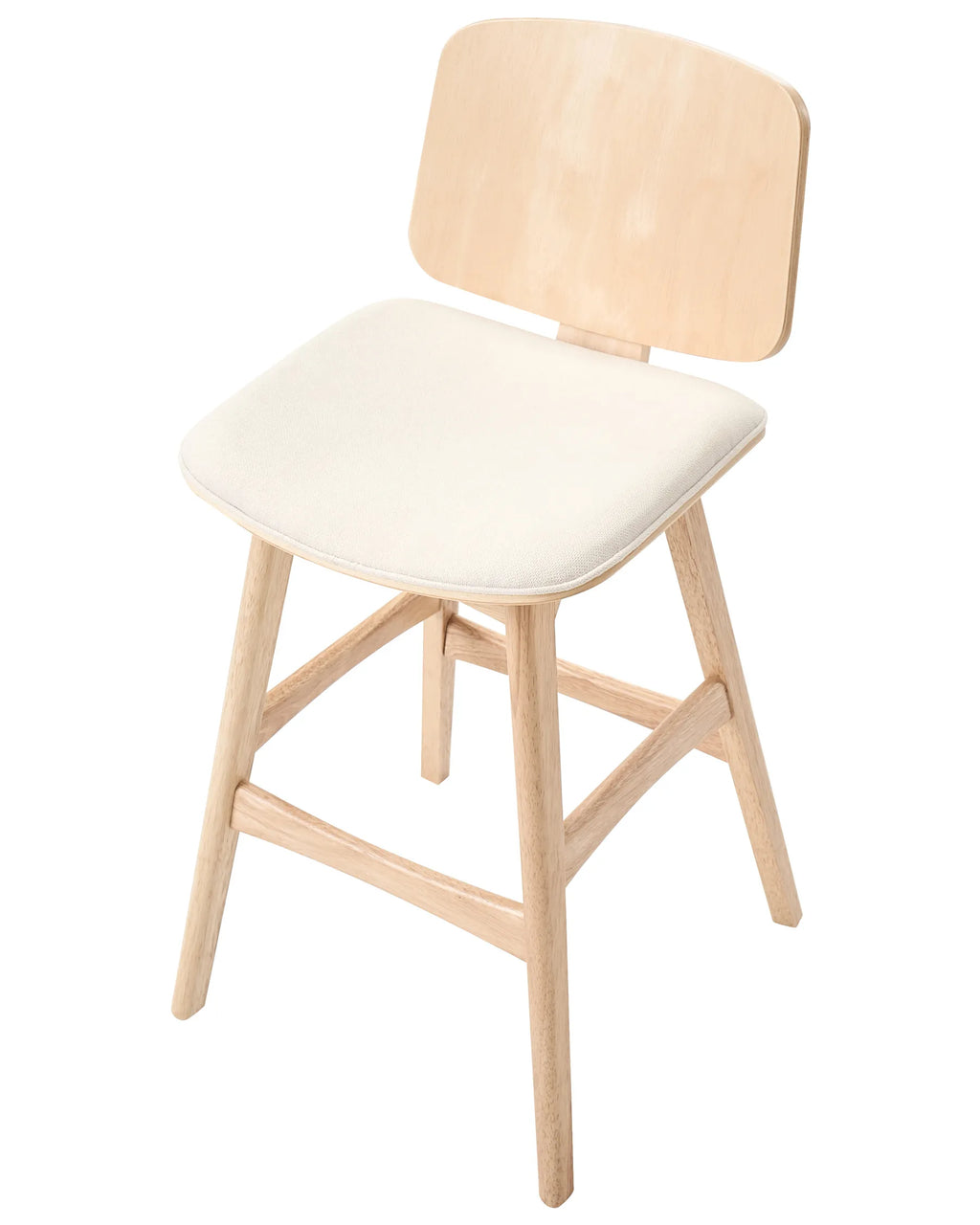 Set of 2 Bar Chairs CHARLESTON Wood Light Brown/ Light Beige