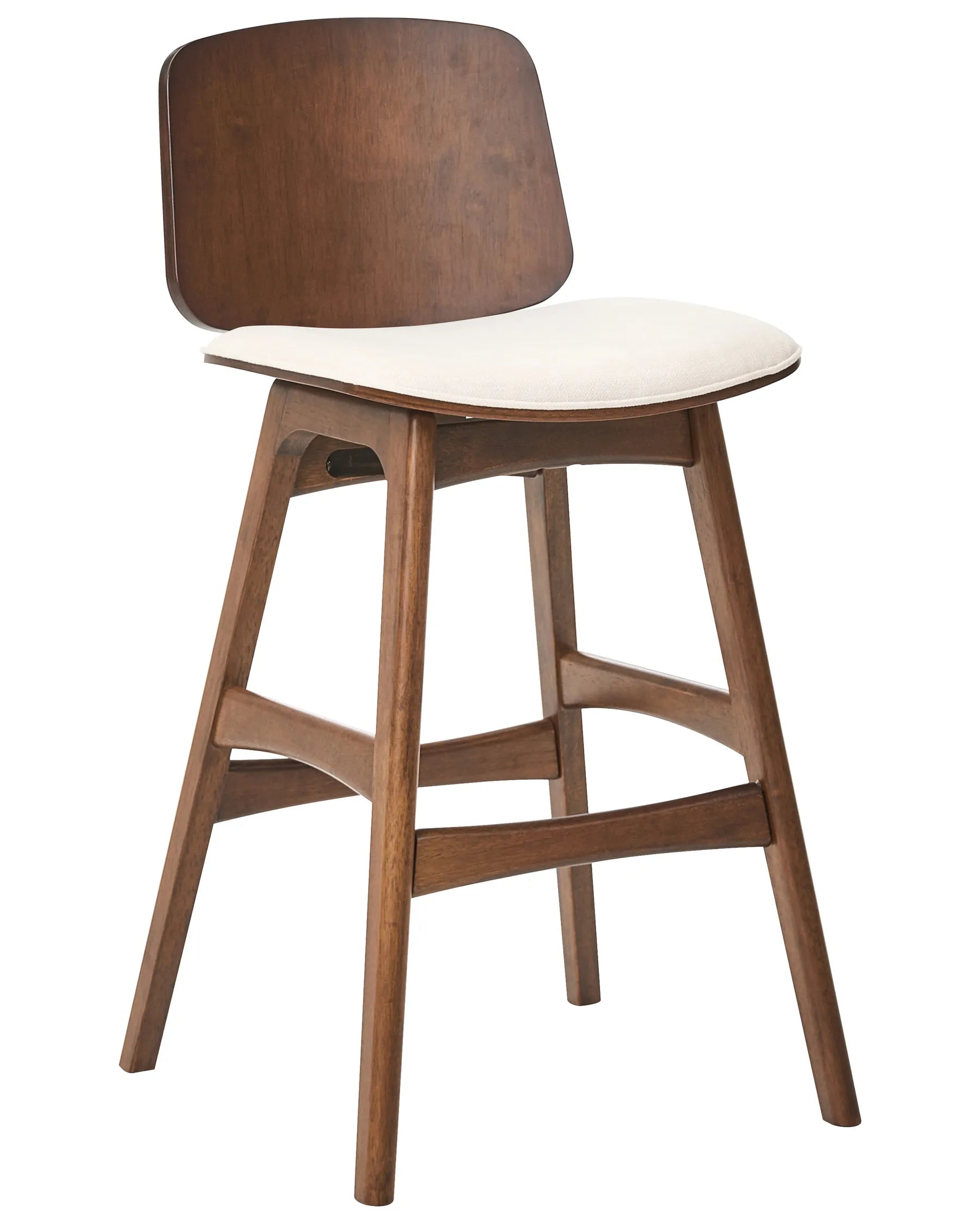 Set of 2 Bar Chairs CHARLESTON Wood Brown/ Light Beige