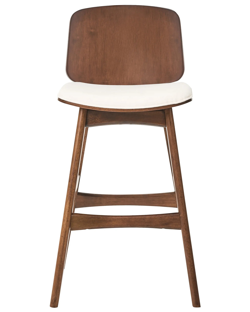 Set of 2 Bar Chairs CHARLESTON Wood Brown/ Light Beige