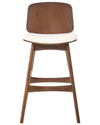 Set of 2 Bar Chairs CHARLESTON Wood Brown/ Light Beige