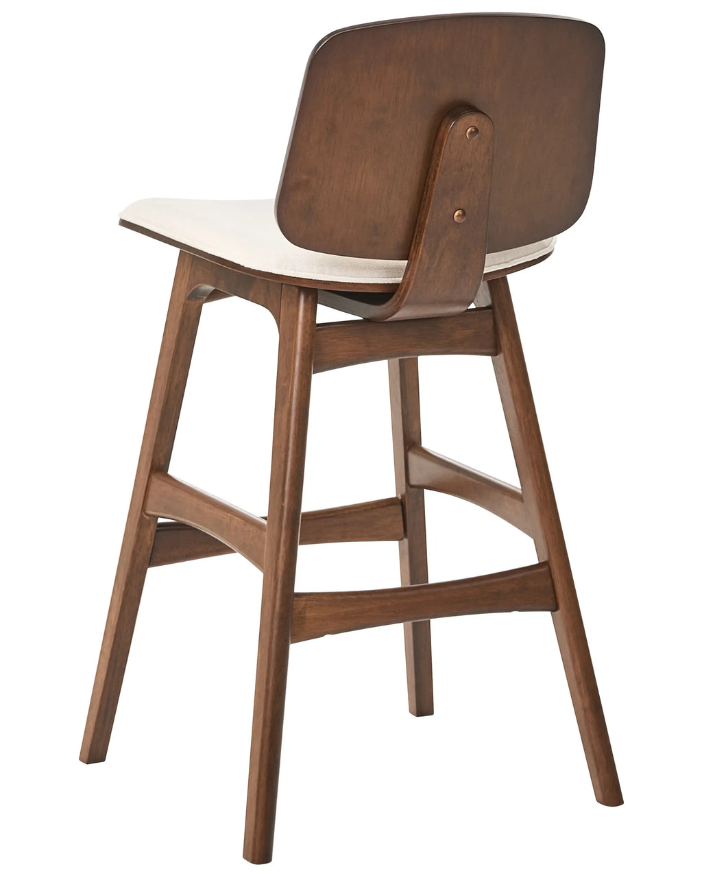 Set of 2 Bar Chairs CHARLESTON Wood Brown/ Light Beige