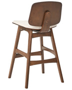 Set of 2 Bar Chairs CHARLESTON Wood Brown/ Light Beige