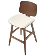 Set of 2 Bar Chairs CHARLESTON Wood Brown/ Light Beige
