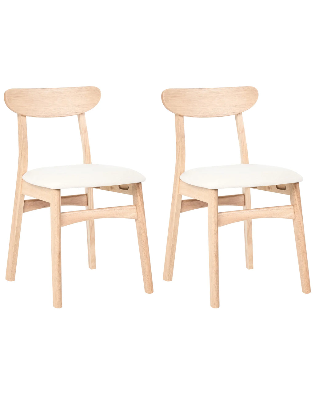 Set of 2 Dining Chairs DOYLE Wood Light Brown/ Light Beige