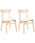 Set of 2 Dining Chairs DOYLE Wood Light Brown/ Light Beige