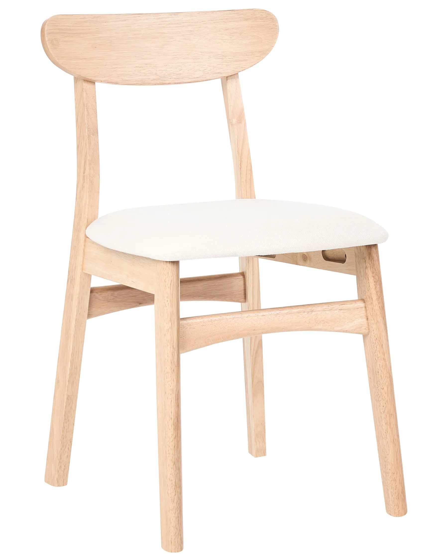 Set of 2 Dining Chairs DOYLE Wood Light Brown/ Light Beige